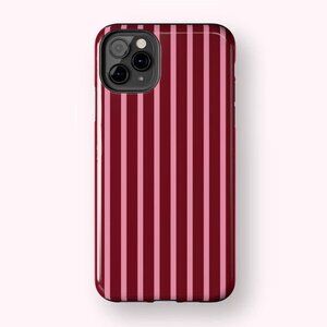 Burgundy & Pink Striped Phone Case